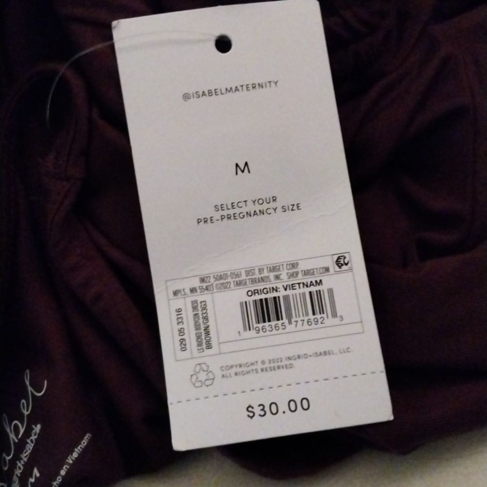 Ingrid& Isabel Long Sleeve Rushed Bodycon Maternity NWT Size M - Picture 11 of 12
